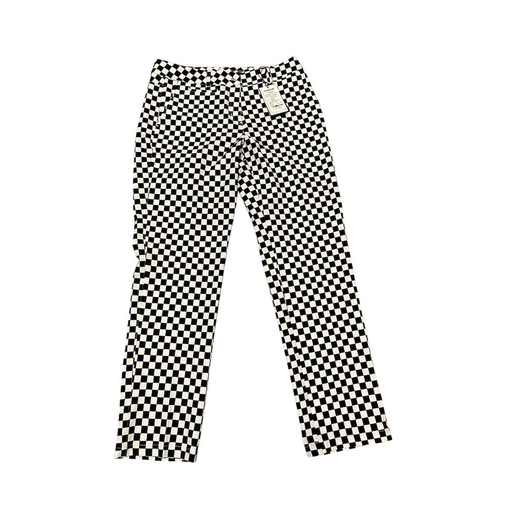Lesmart Golf Pants Womens Size 8 Black &‎ White Check Stretch Trousers